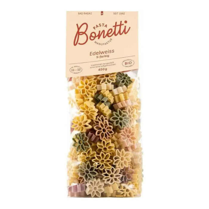 Pasta Edelweiss 5-farbig von Bonetti  vor weissem Hintergrund