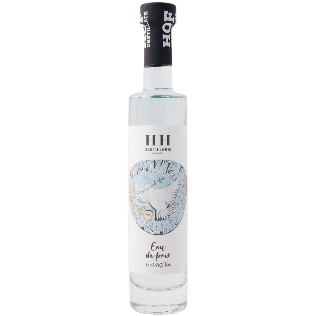 Eau de paix Edelbrand vom Vierwaldstättersee Flasche vor weissem Hintergrund