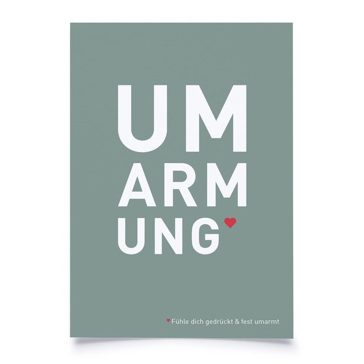 Karte Umarmung vor weissem Hintergrund