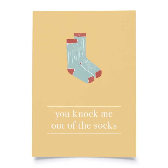Karte You knock me out of the socks - vor weissem Hintergrund