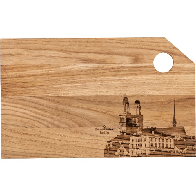 Zürich-City Holz-Schneidebrett vor weissem Hintergrund