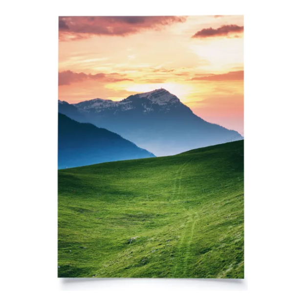 Karte Morgenrot Rigi vor weissem Hintergrund