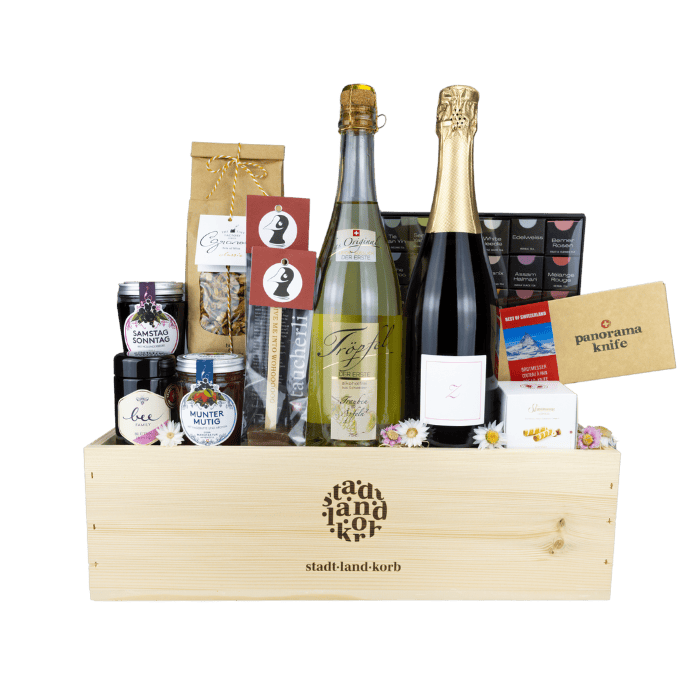 Morgenluxus Geschenkkorb vor weissem Hintergrund