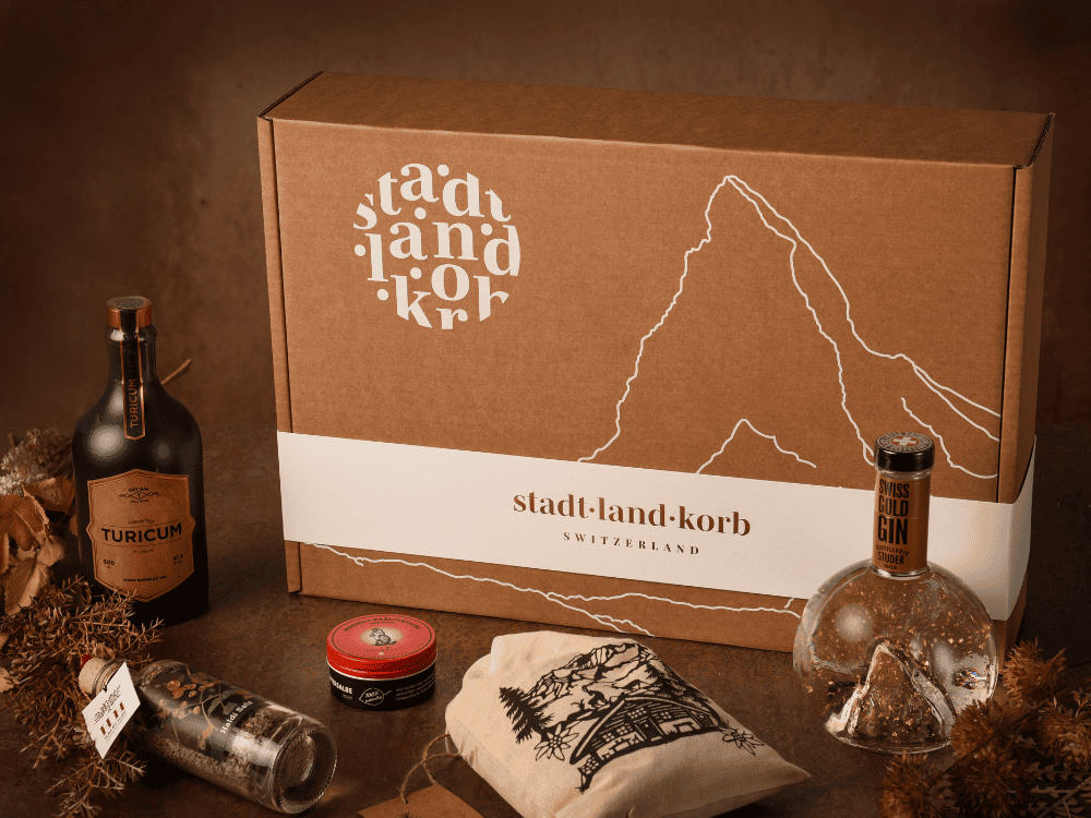 Stadt Land Korb Matterhorn Geschenkbox mit Produkten