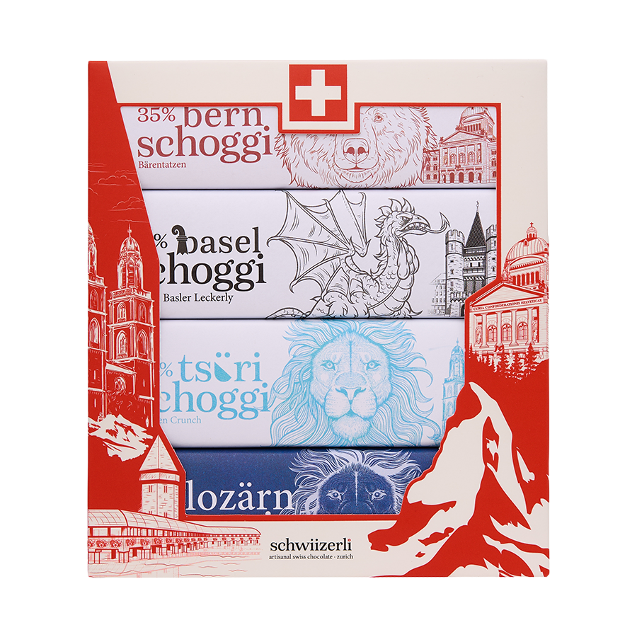 Taucherli Schwiizerli Riegel Geschenkbox 4 Riegel – Originalverpackung