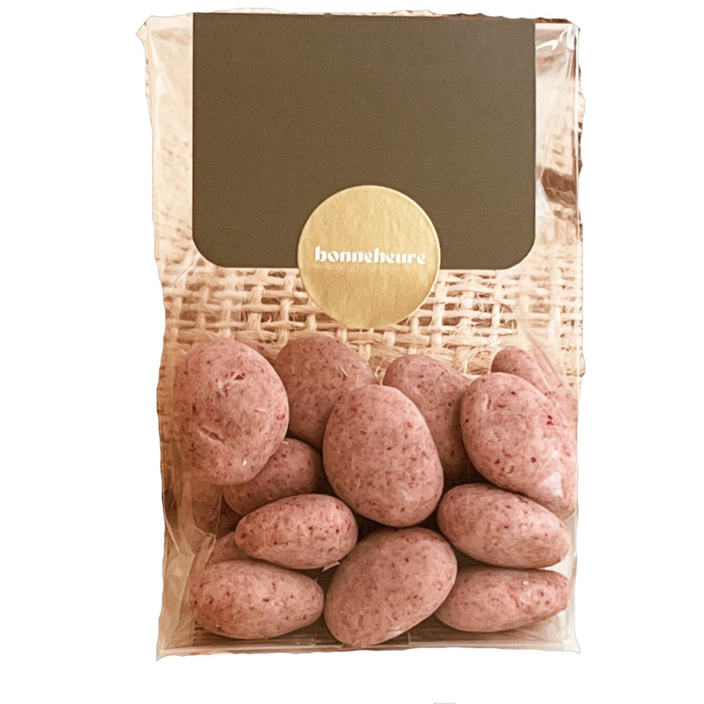 Geröstete Mandeln mit weisser Bergheumilch- Schokolade, Himbeeren und Zitronengras - #shop_# - #geschenkkoerbe# - #geschenkkorb# - #geschenke# - #geschenkideen#