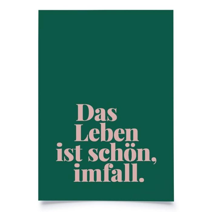 Karte das Leben ist schön imfall! Grusskarte vor weissem Hintergrund