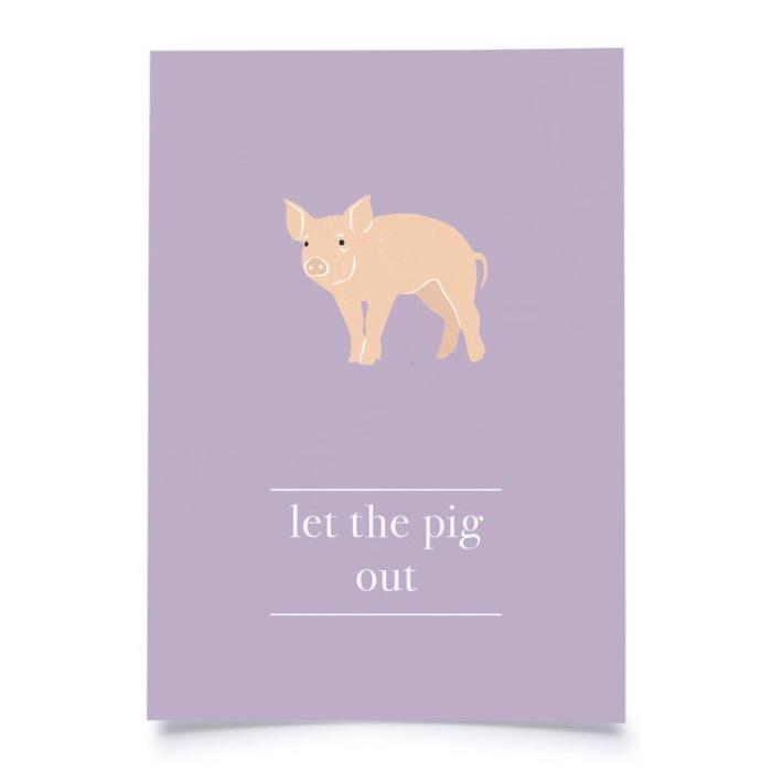 Karte Let the pig out  vor weissem Hintergrund