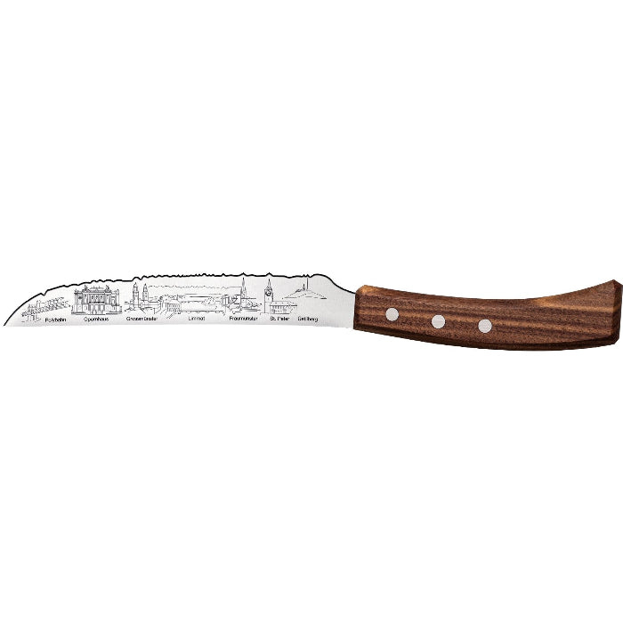 Panoramaknife Universalmesser Zürich City vor weissem Hintergrund