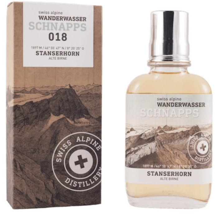 Wanderwasser Schnaps vom Vierwaldstättersee vor weissem Hintergrund