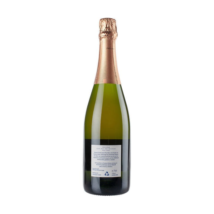 Zürischum AOC Zürichsee Brut Rosé Pinot Noir 2020  Rückseite vor weissem Hintergrund